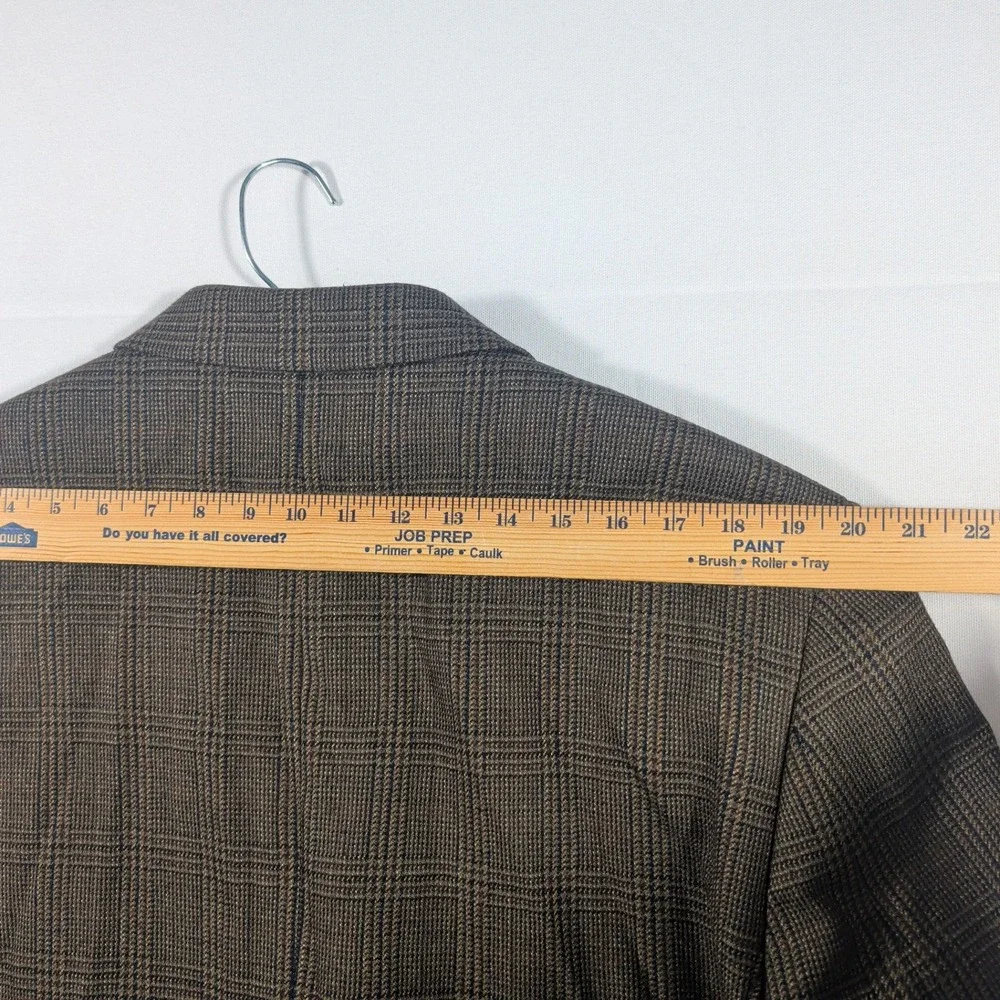 Lauren Ralph Lauren Sport Coat Mens 44L Brown Glen Plaid 100% Wool Blazer Jacket